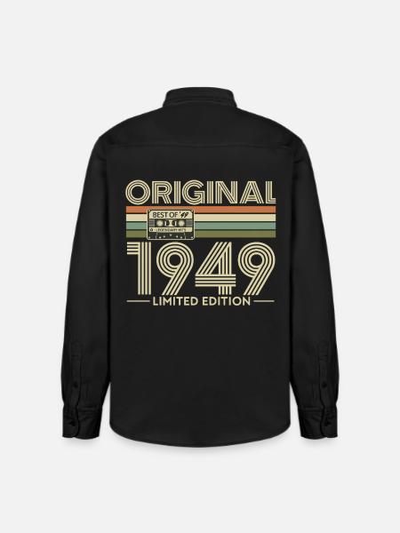 Original 1949 Limited Edition Retro - Relaxed Fit Unisex Organic Shirt by Stanley/Stella - washed black
