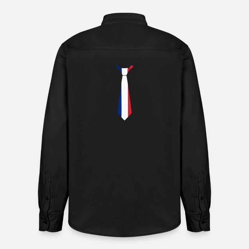 Cravate France – Conception du drapeau - Chemise unisexe coupe décontractée bio Stanley/Stella - noir délavé