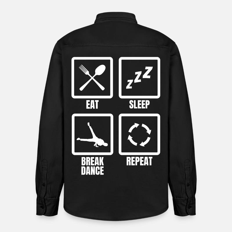 Manger dormir pause danse répéter - Chemise unisexe coupe décontractée bio Stanley/Stella - noir délavé