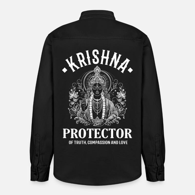 Krishna – Conception de divinité indienne - Chemise unisexe coupe décontractée bio Stanley/Stella - noir délavé