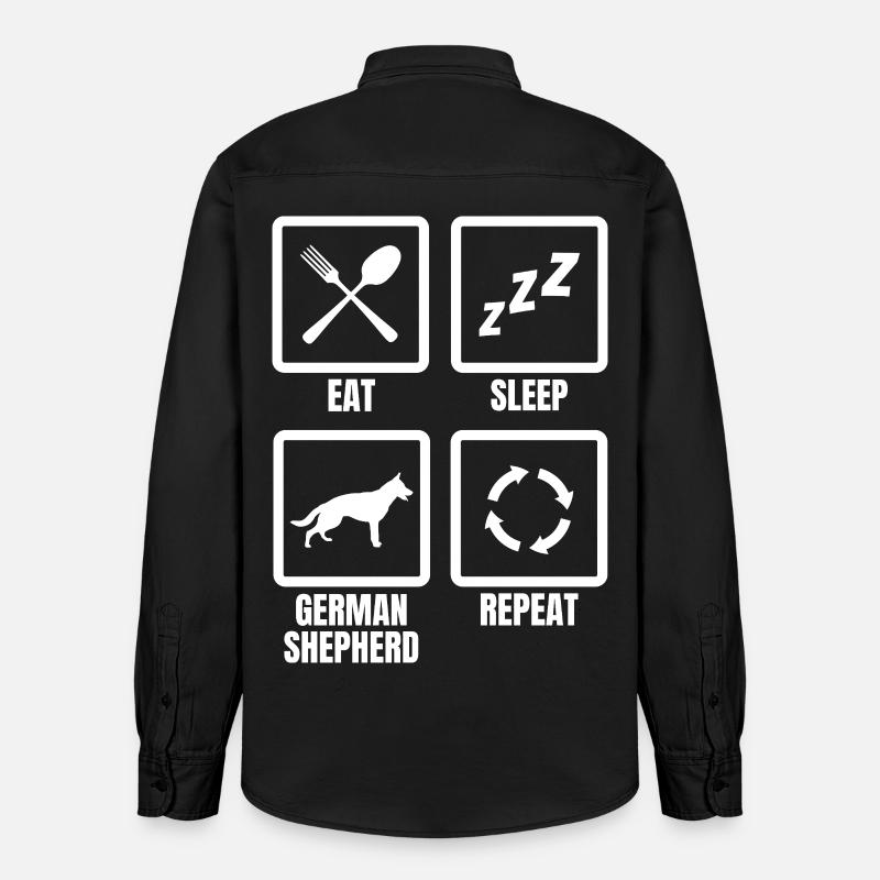 Eat Sleep German Shepherd Repeat - Relaxed Fit Unisex Organic Hemd von Stanley/Stella - washed Black