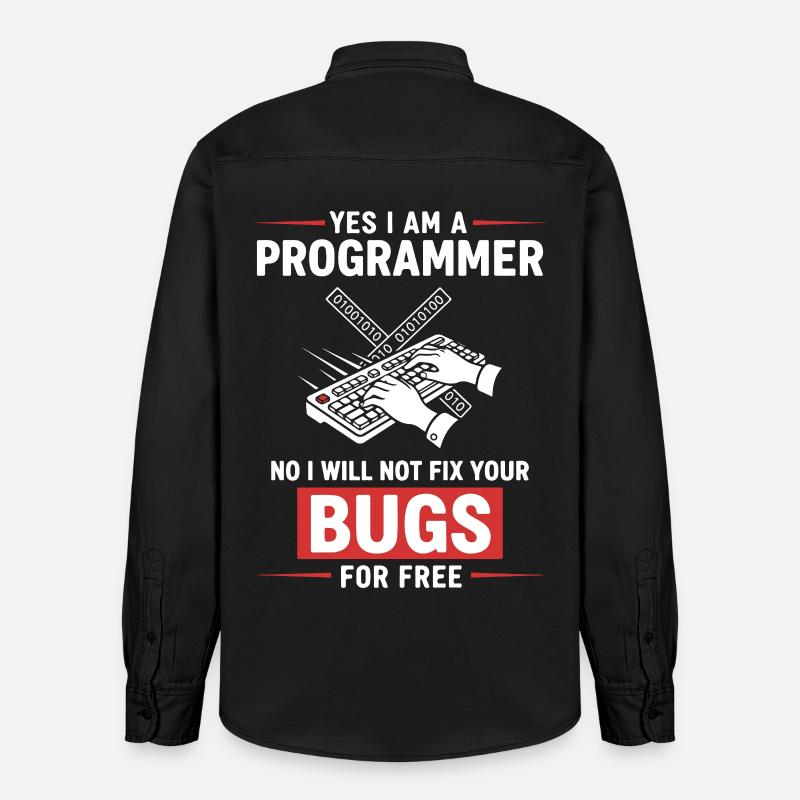 Humour Programmeur Fixe Pas Bugs - Chemise unisexe coupe décontractée bio Stanley/Stella - noir délavé