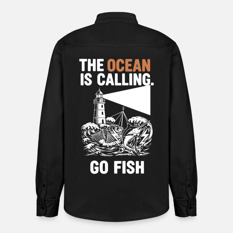 Pêche Mer Ocean Go Fish - Chemise unisexe coupe décontractée bio Stanley/Stella - noir délavé