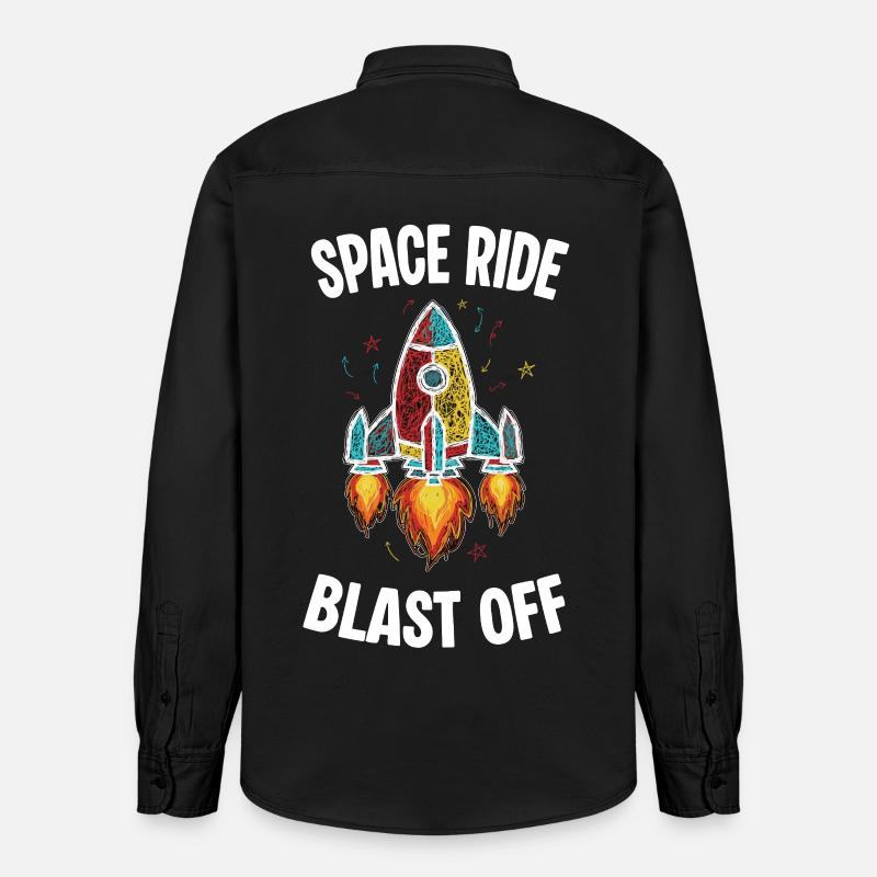 Fusée Espace Retro Scribble Blast Off - Chemise unisexe coupe décontractée bio Stanley/Stella - noir délavé