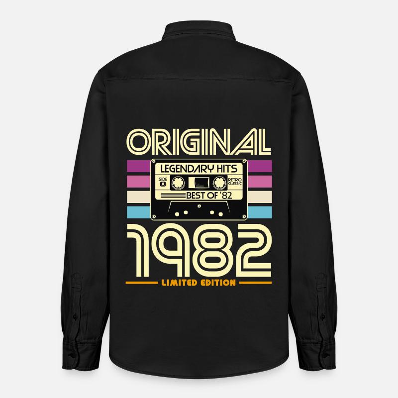 Original 1982 Retro Hits Cassette - Chemise unisexe coupe décontractée bio Stanley/Stella - noir délavé