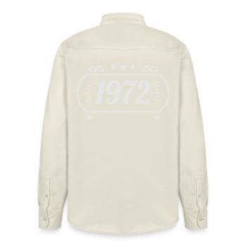 Vintage 1972 Retro Anniversary 1972 - Relaxed Fit Unisex Organic Shirt by Stanley/Stella - soft Ecru - Back - AI Model Male 178 light (178cm)
