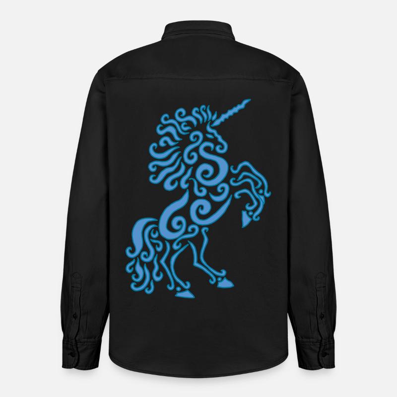 Blaues Einhorn Pferd - Relaxed Fit Unisex Organic Hemd von Stanley/Stella - washed Black