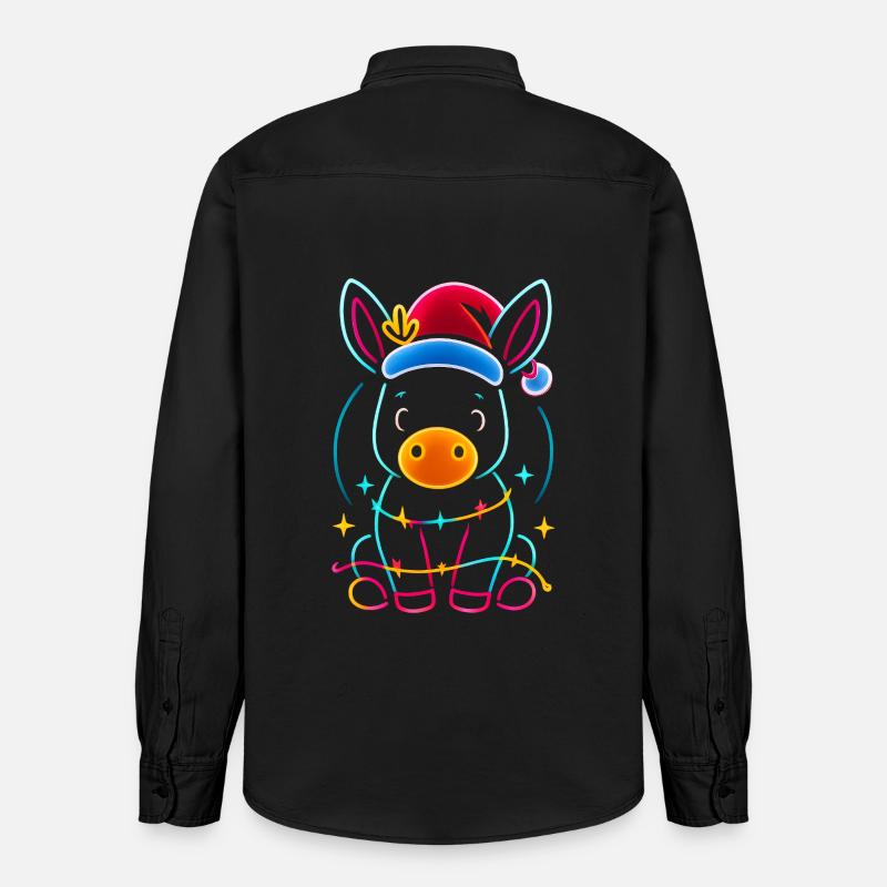 Donkey Elf Noël Drôle Cadeau - Chemise unisexe coupe décontractée bio Stanley/Stella - noir délavé