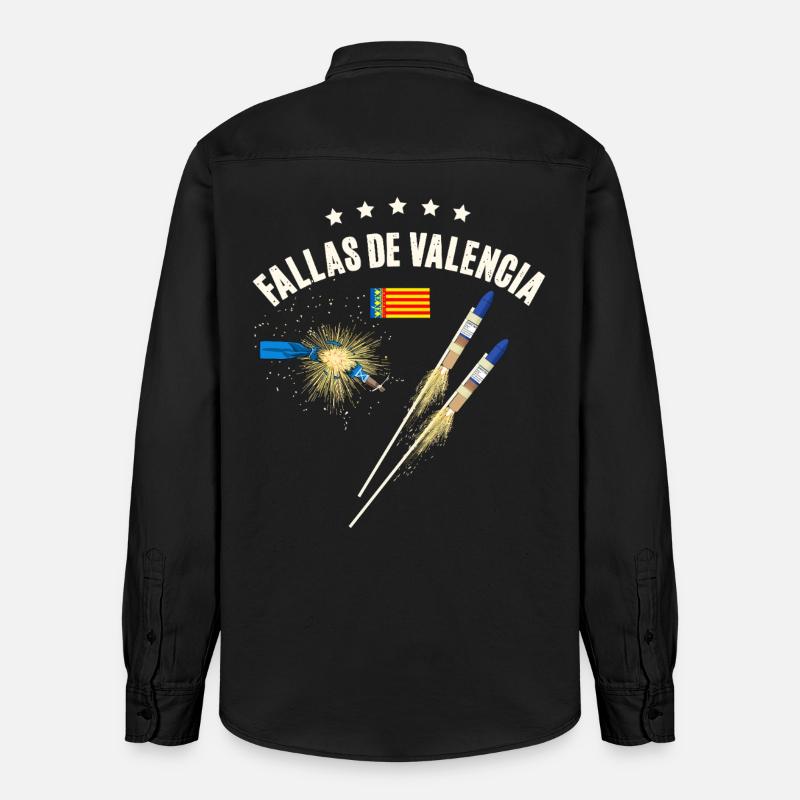 Feux d’artifice de Fallas de Valencia - Chemise unisexe coupe décontractée bio Stanley/Stella - noir délavé
