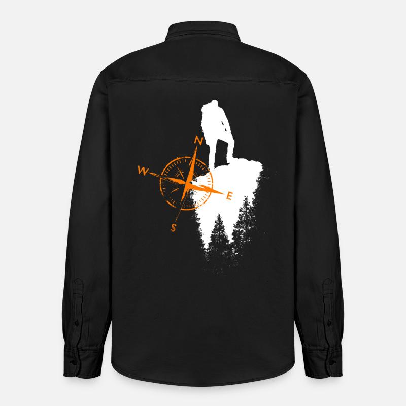Motif de vagabond avec compa - Chemise unisexe coupe décontractée bio Stanley/Stella - noir délavé