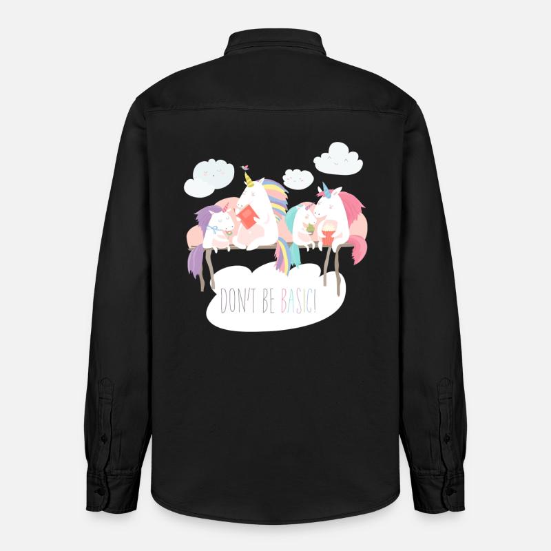 Einhorn don't be basic statement - Relaxed Fit Unisex Organic Hemd von Stanley/Stella - washed Black