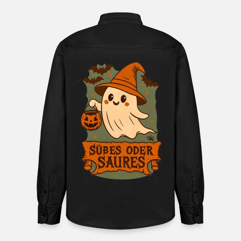 Süßes oder Saures - Gespenst - Relaxed Fit Unisex Organic Hemd von Stanley/Stella - washed Black