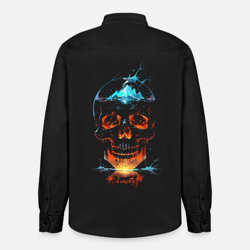 Crâne de Feu et Glace Éclatant - Chemise unisexe coupe décontractée bio Stanley/Stella - noir délavé