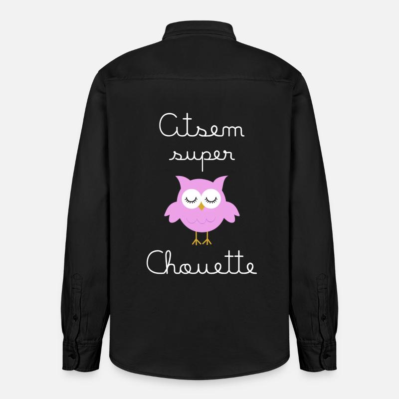 Atsem super chouette (écrit blanc) - Chemise unisexe coupe décontractée bio Stanley/Stella - noir délavé