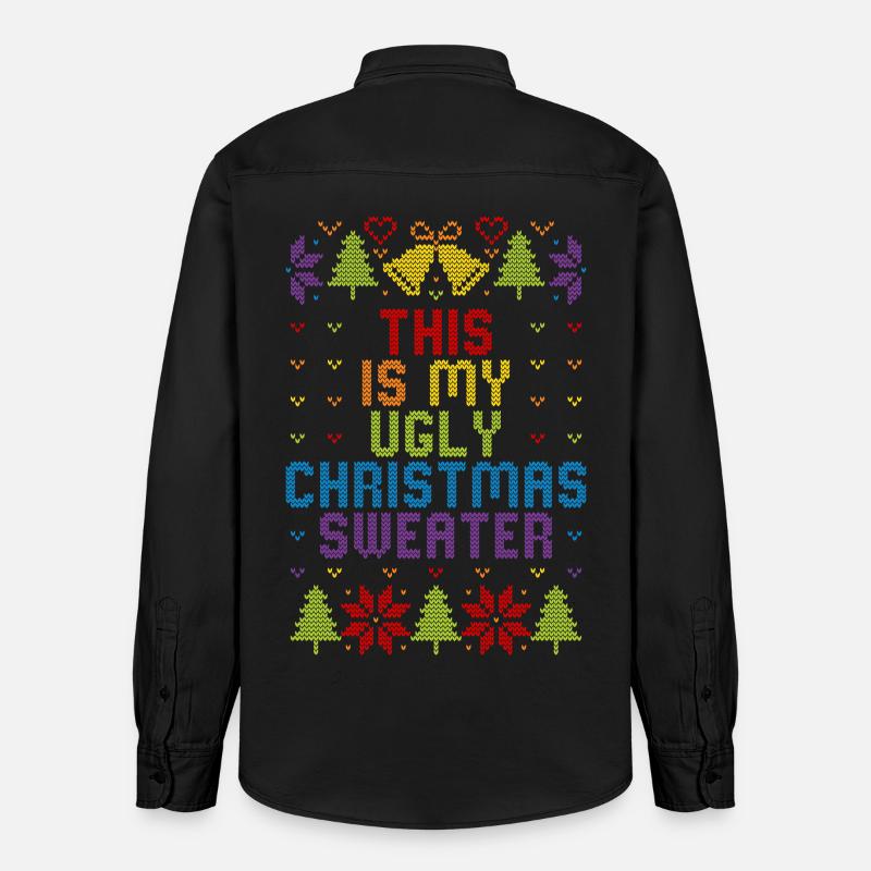 Pull-en-ciel moche de Noël - Chemise unisexe coupe décontractée bio Stanley/Stella - noir délavé