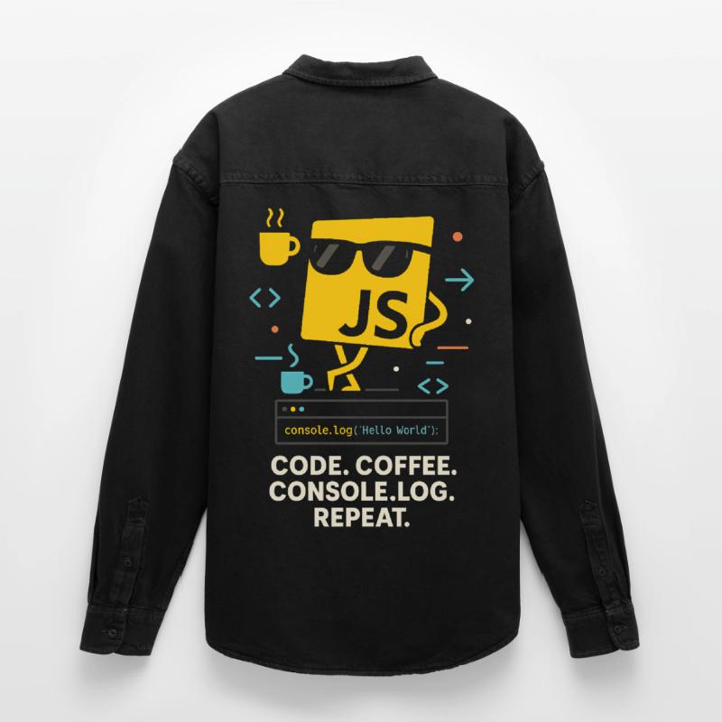 Code Coffee Console.log Répéter le programme JavaScript Chemise unisexe coupe décontractée bio Stanley/Stella