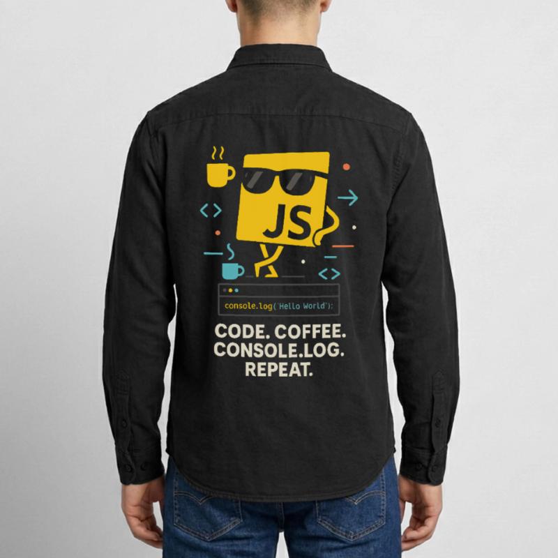 Code Coffee Console.log Répéter le programme JavaScript Chemise unisexe coupe décontractée bio Stanley/Stella