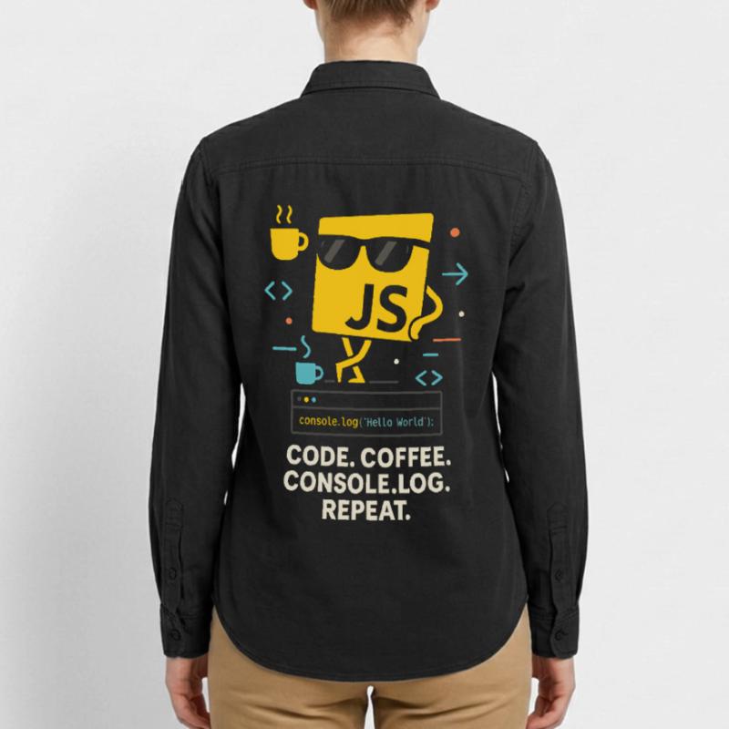 Code Coffee Console.log Répéter le programme JavaScript Chemise unisexe coupe décontractée bio Stanley/Stella