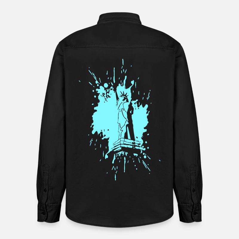 Freiheitsstatue in a Splash > Vectorgraphic - Relaxed Fit Unisex Organic Hemd von Stanley/Stella - washed Black