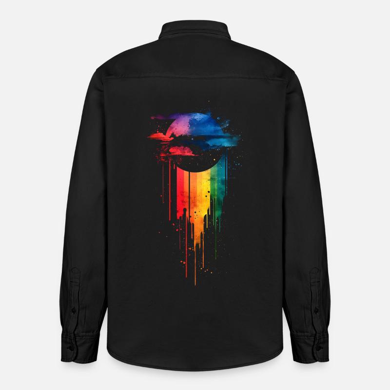 Subtil et cool Dripping Pride drapeau arc en ciel Design - Chemise unisexe coupe décontractée bio Stanley/Stella - noir délavé