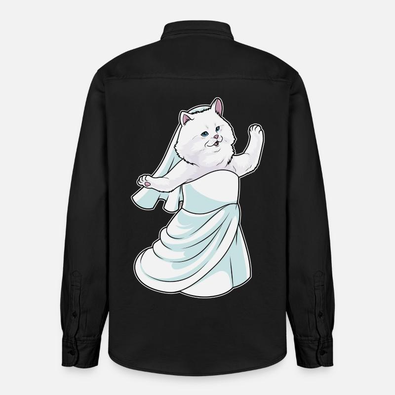 Chat persan robe de mariée - Chemise unisexe coupe décontractée bio Stanley/Stella - noir délavé