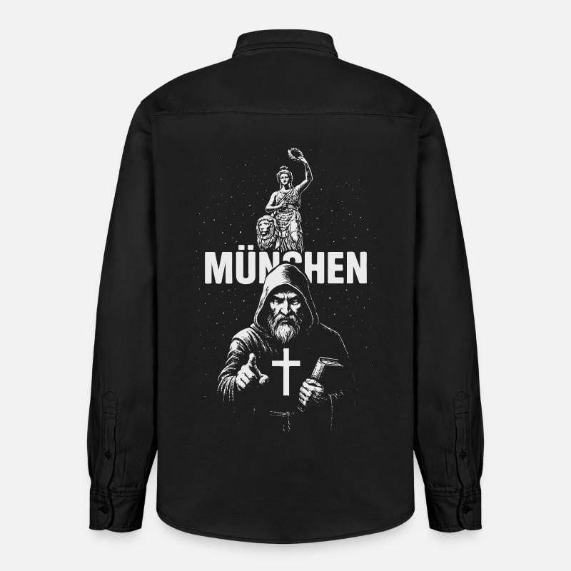 Mönch von München - Relaxed Fit Unisex Organic Hemd von Stanley/Stella - washed Black