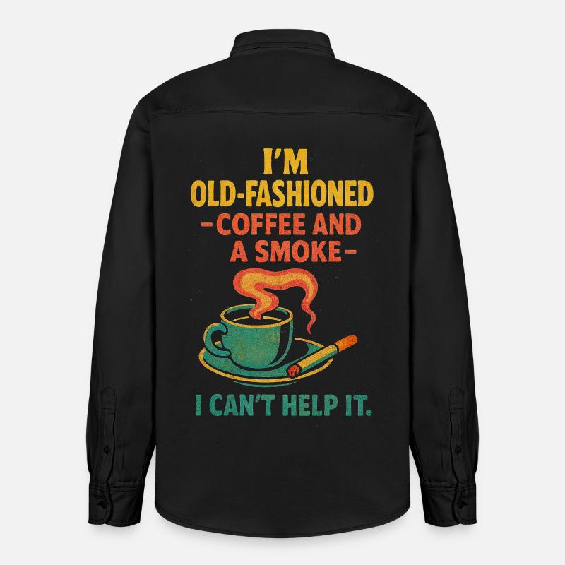 Altmodischer Kaffee und eine Zigarette - Relaxed Fit Unisex Organic Hemd von Stanley/Stella - washed Black