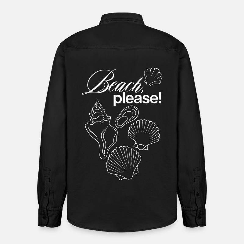 Illustration de coquillage côtier Beach Please - Chemise unisexe coupe décontractée bio Stanley/Stella - noir délavé