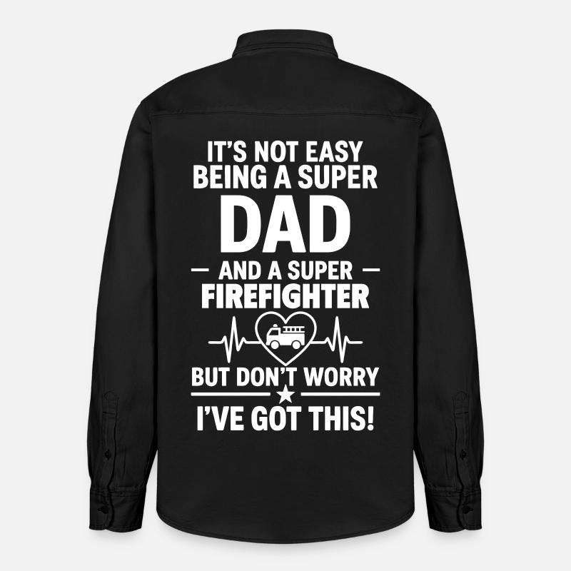 Cœur + Pompier – Super Dad Pompier - Chemise unisexe coupe décontractée bio Stanley/Stella - noir délavé