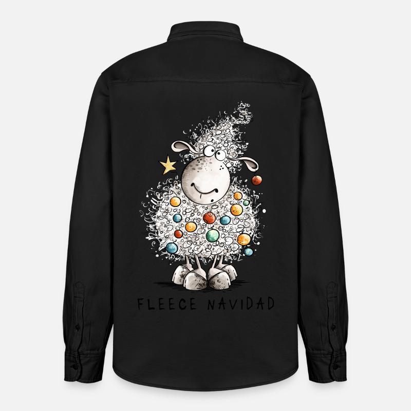 Fleece Navidad Christmas Sheep Cartoon Sheep - Relaxed Fit Unisex Organic Shirt by Stanley/Stella - washed black