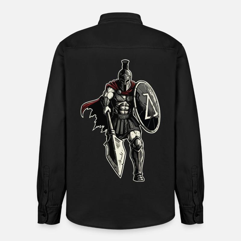 Veteran Spartan Combat Spear Shield Maskottchen - Relaxed Fit Unisex Organic Hemd von Stanley/Stella - washed Black