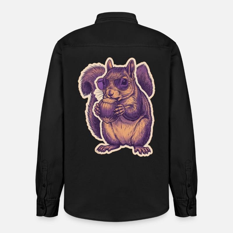 Eichhörnchen Mit Sonnenbrille Knabbert Haselnuss - Relaxed Fit Unisex Organic Hemd von Stanley/Stella - washed Black