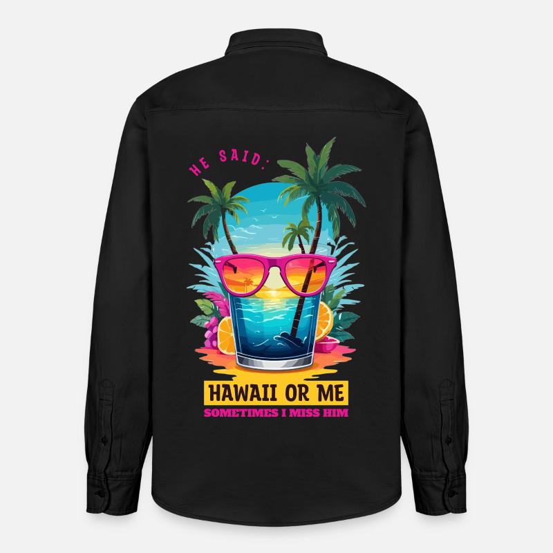 Er sagte: Hawaii oder ich - Relaxed Fit Unisex Organic Hemd von Stanley/Stella - washed Black