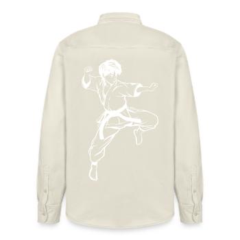Karate Junge Skizze - Relaxed Fit Unisex Organic Hemd von Stanley/Stella - Natur - Hinten - AI Model Male 178 light (178cm)