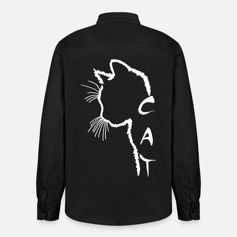 Silhouette de chat blanc - Chemise unisexe coupe décontractée bio Stanley/Stella - noir délavé