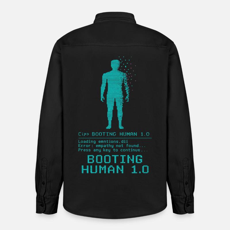 Booting Human 1.0 Empathy Error - Relaxed Fit Unisex Organic Hemd von Stanley/Stella - washed Black