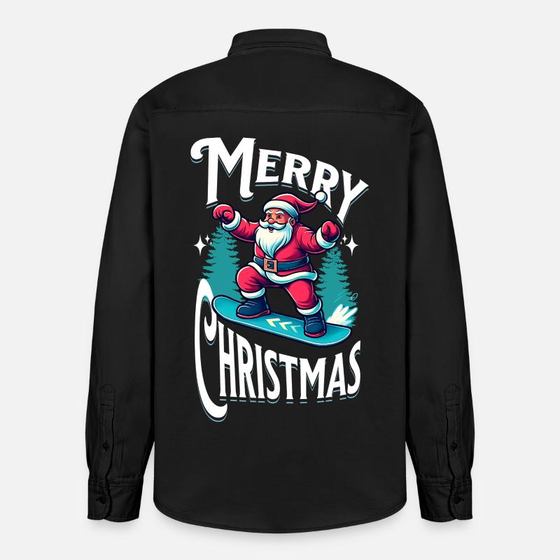 Le Père Noël du snowboard - Chemise unisexe coupe décontractée bio Stanley/Stella - noir délavé