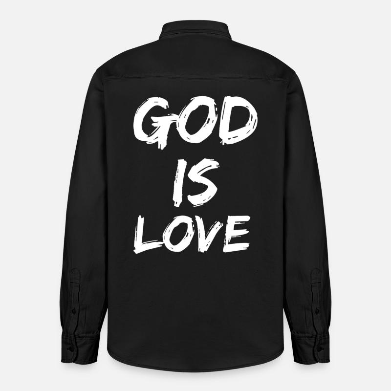 Dieu est amour - Chemise unisexe coupe décontractée bio Stanley/Stella - noir délavé