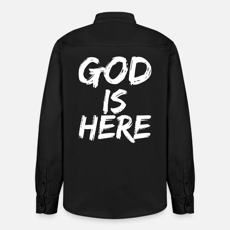 god is here - Relaxed Fit Unisex Organic Hemd von Stanley/Stella - washed Black