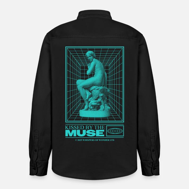 Statue au néon dans le cyberespace - Chemise unisexe coupe décontractée bio Stanley/Stella - noir délavé