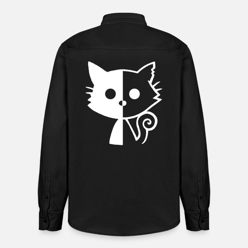 Chaton blanc yin et yang - Chemise unisexe coupe décontractée bio Stanley/Stella - noir délavé