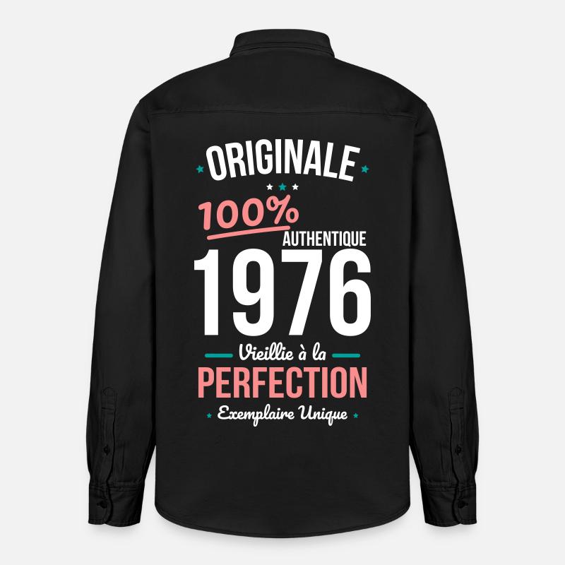 1976 – Originale – Exemplaire unique - Chemise unisexe coupe décontractée bio Stanley/Stella - noir délavé