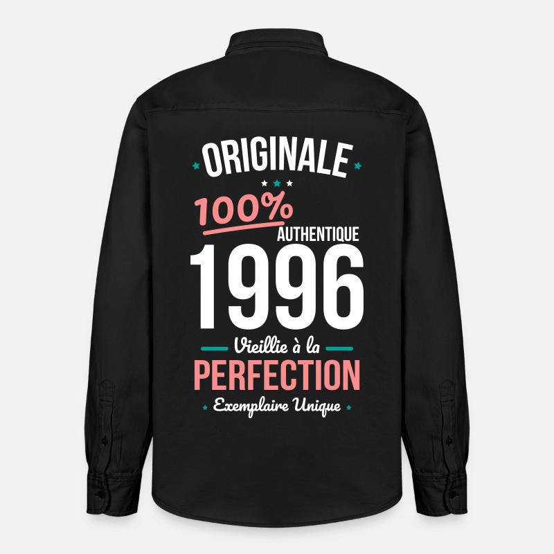 1996 – Originale – Exemplaire unique - Chemise unisexe coupe décontractée bio Stanley/Stella - noir délavé