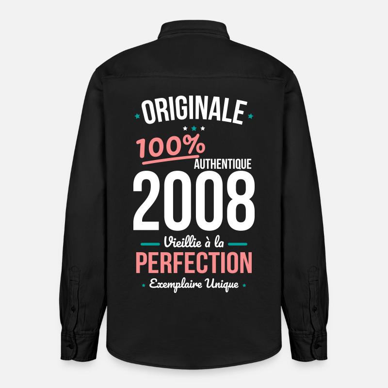 2008 – Originale – Exemplaire unique - Chemise unisexe coupe décontractée bio Stanley/Stella - noir délavé