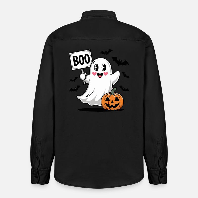 Halloween Boo Ghost avec citrouille - Chemise unisexe coupe décontractée bio Stanley/Stella - noir délavé