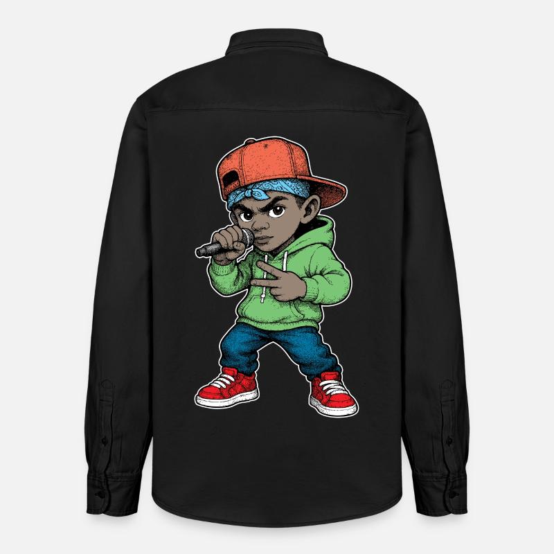 Junger Rapper-Junge mit Mikrofon - Relaxed Fit Unisex Organic Hemd von Stanley/Stella - washed Black