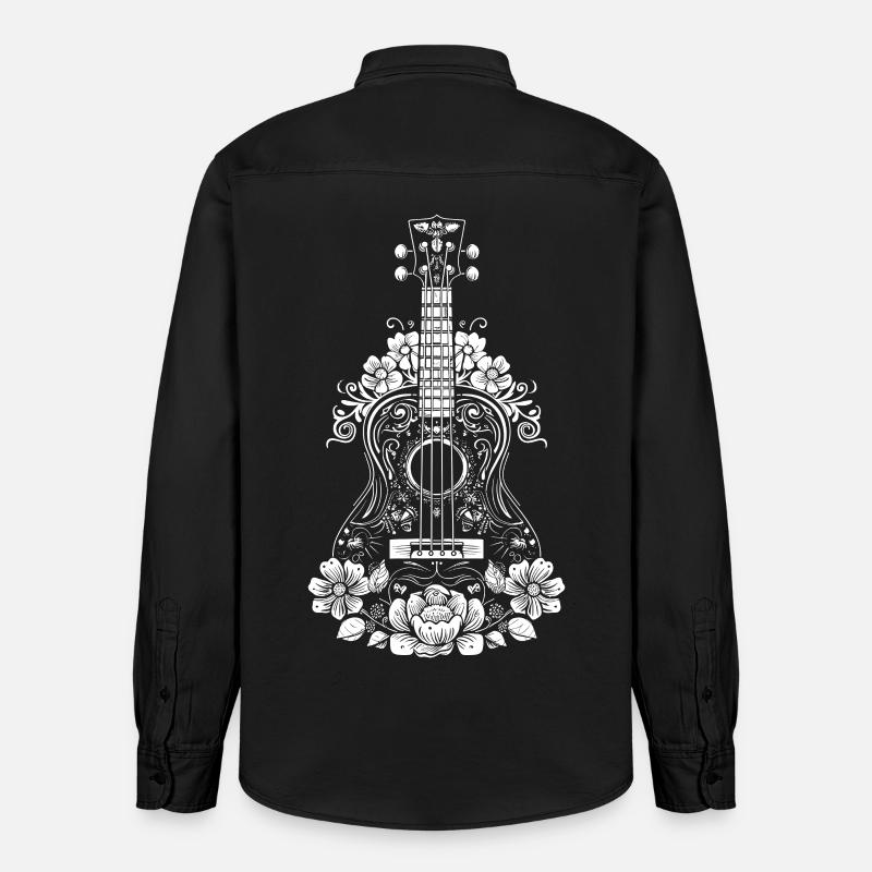 Ukulele Comic-Stil - Relaxed Fit Unisex Organic Hemd von Stanley/Stella - washed Black