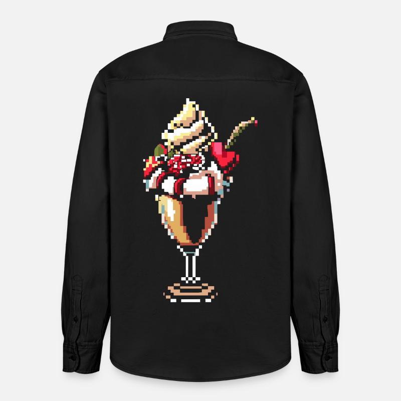 Eisbecher Pixel Grafik - Relaxed Fit Unisex Organic Hemd von Stanley/Stella - washed Black