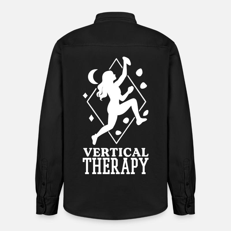 Vertical Therapy: Bouldern & Klettern Boho Design - Relaxed Fit Unisex Organic Hemd von Stanley/Stella - washed Black