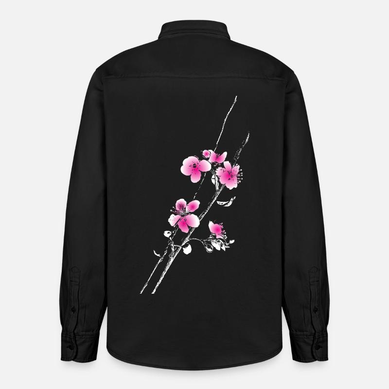 Branche des fleurs de cerisier - Chemise unisexe coupe décontractée bio Stanley/Stella - noir délavé